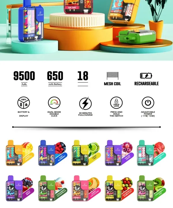 Alternative view of AIVONO AIM TANK 9500 Puffs 0% 2% 3% 5% Rechargeable Bulk Buy Disposable Vape Wholesale