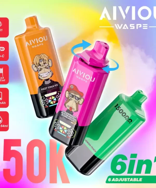 Alternative view of WASPE AIVIOU 6 in 1 150000 150K Puffs Disposable Vape Bulk Buy Wholesale